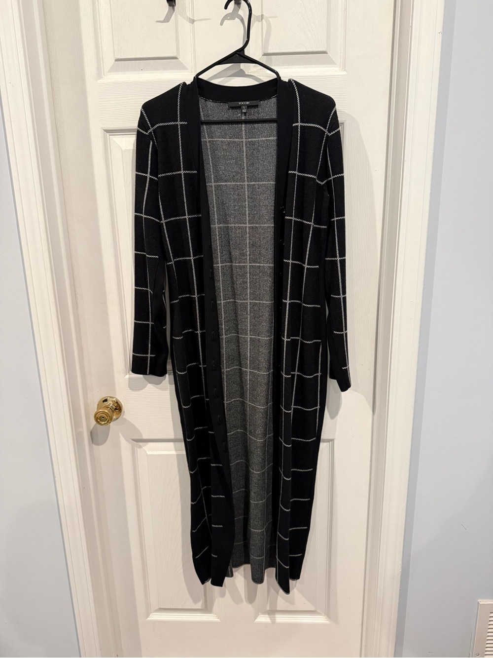 Black Windowpane Long Cardigan Dress/Shirt